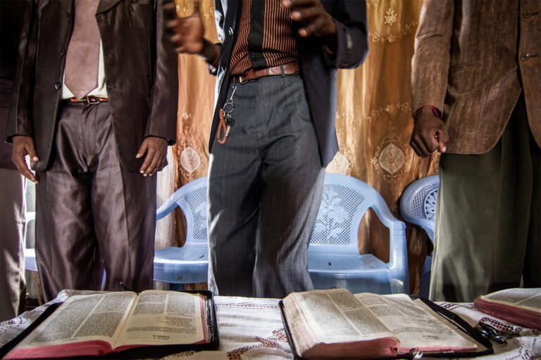 Maasai attendees at a church service.