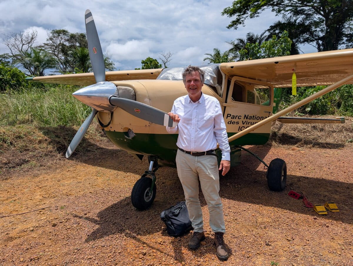 Emmanuel de Merode at an airstrip near Salonga National Park in DRC in March 2026. Photo by Rhett Ayers Butler