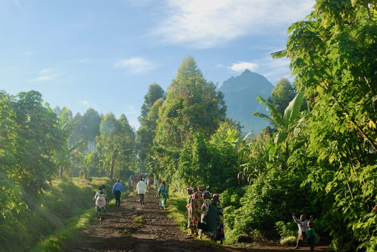 A village near the boundary of Virunga National Park in the eastern DRC. Image by John Cannon/Mongabay.