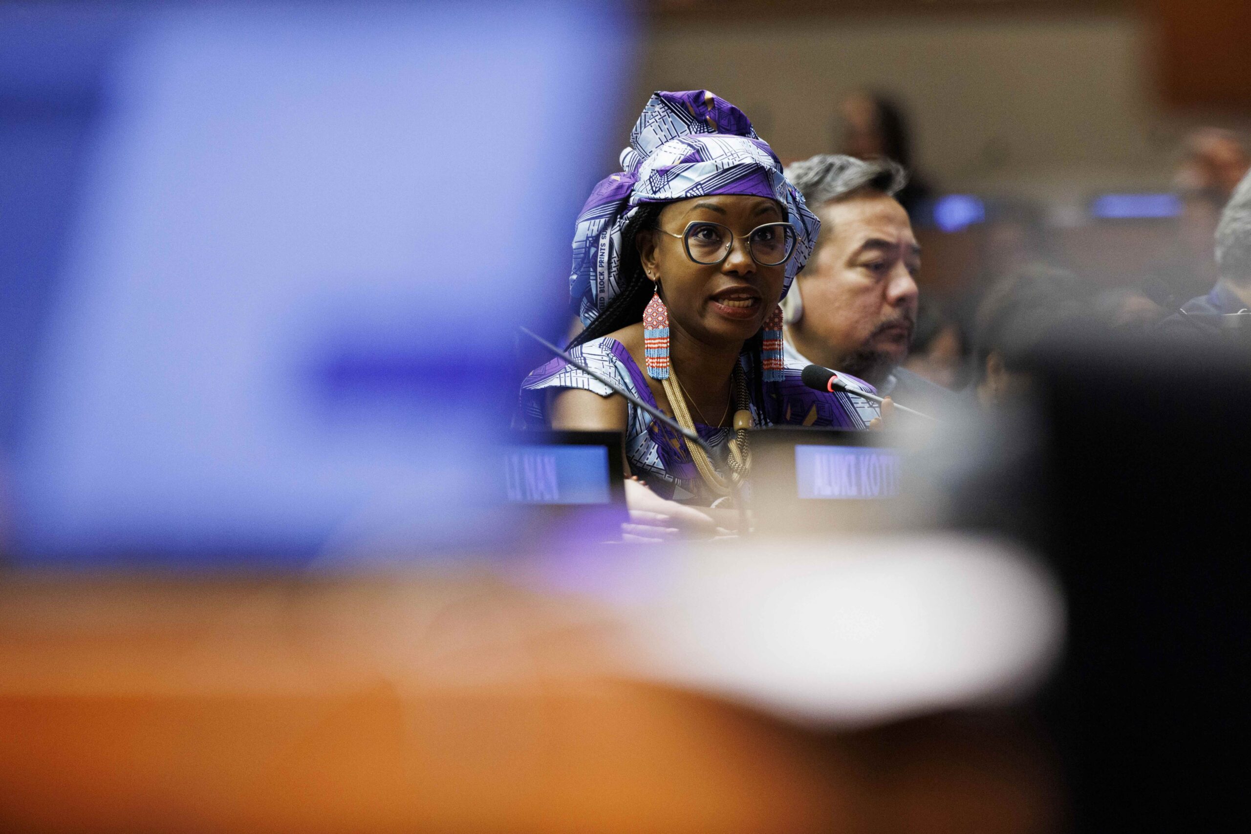 Former UNPFII chairperson Hindou Oumarou Ibrahim during the United Nations Permanent Forum on Indigenous Issues at the United Nations Headquarters in New York on April 22, 2025. Image by Taylor Irvine.