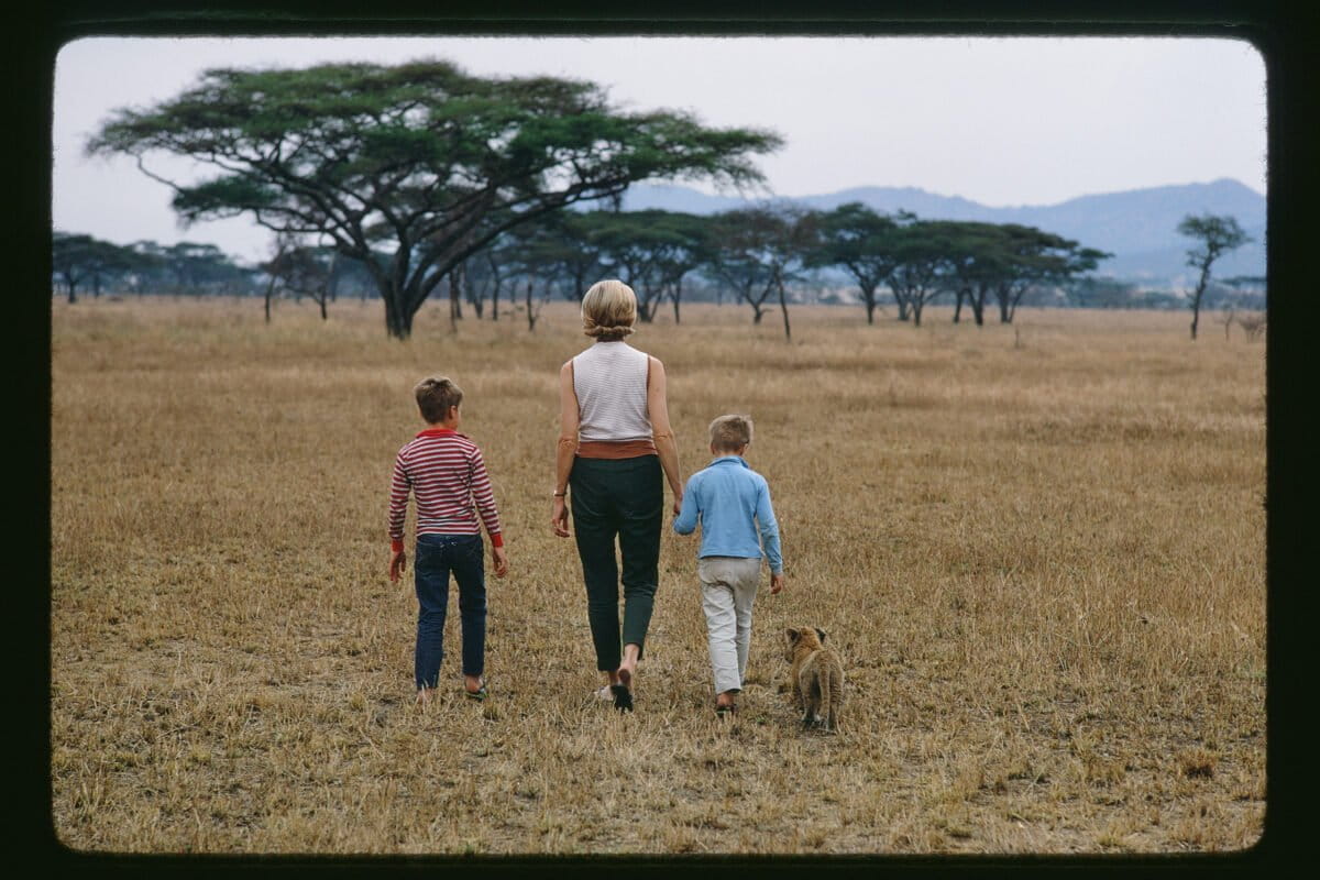 Summer 1968: Eric age seven, Mark age five, Ramses about eight weeks. “I wonder if I could be more content,” Kay wrote to her mother. “I am so glad not to be living an ordinary life.” Courtesy of the George B. Schaller Archive.