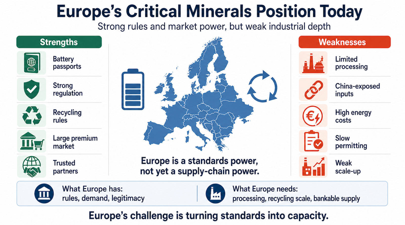 Infographic of Europe's current critical minerals reality by author with ChatGPT