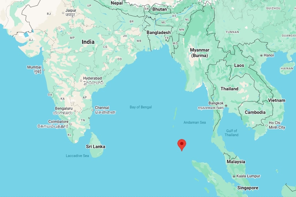 Location of Great Nicobar Island, India.