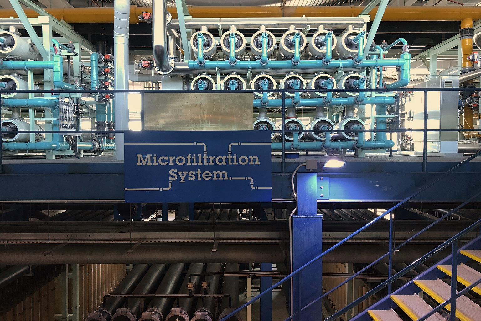 Wastewater microfiltration system at Bedok NEWater Factory, Singapore.