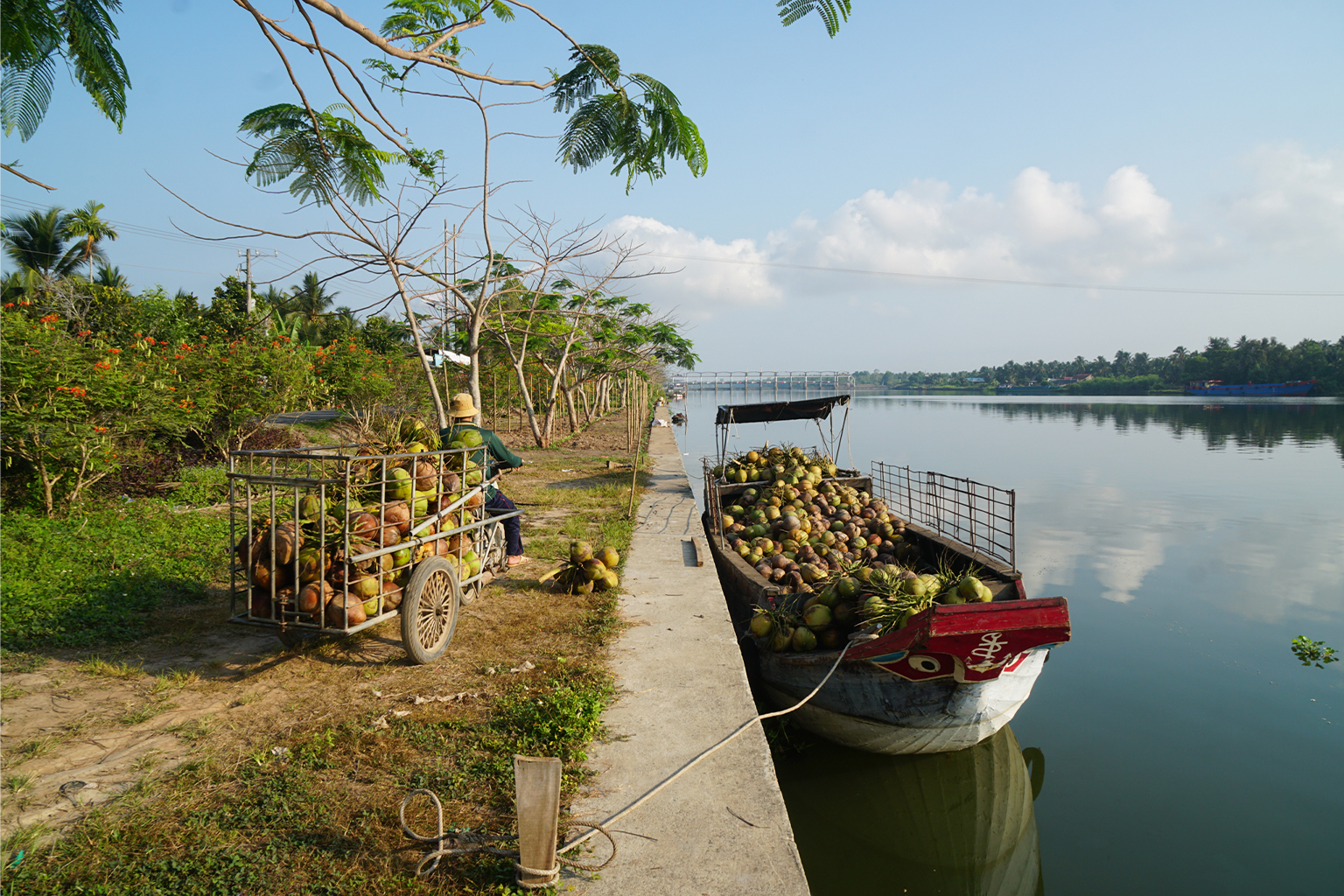 The Lang The gate, colloquially called “10-gate dam,” was built in 2003. It’s one of the biggest sluice gates in the delta, conserving freshwater for more than 177,000 hectares (437,000 acres) of agricultural land. During dry season, it opens once a day around noon for ships to cross.