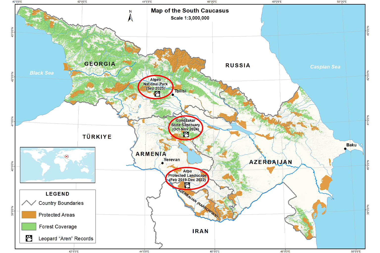 This map shows Aren’s journey north from Armenia into Georgia.