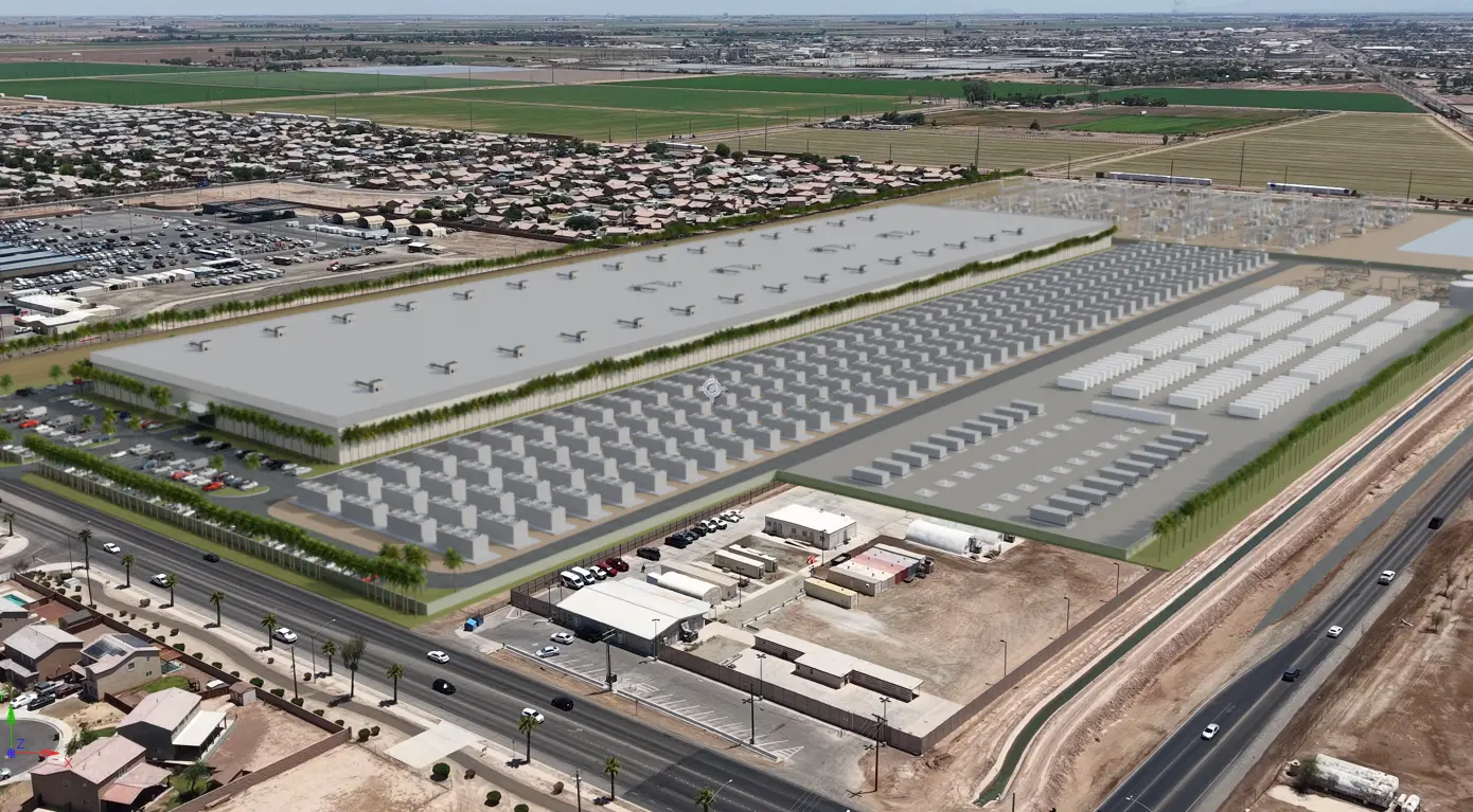 An aerial view of a data center