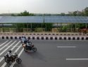 Solar panels along a Delhi road.